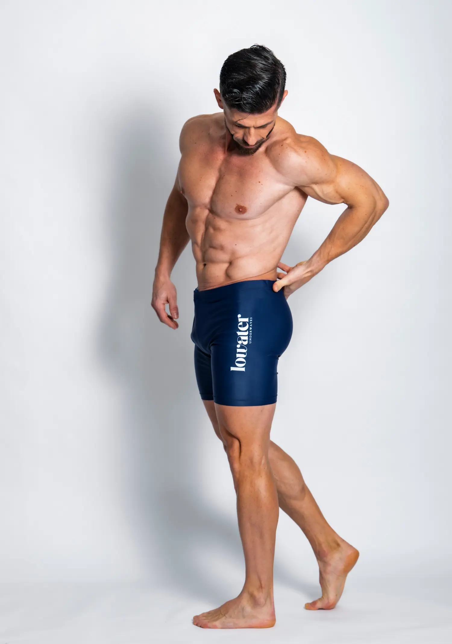 A man wearing aqua