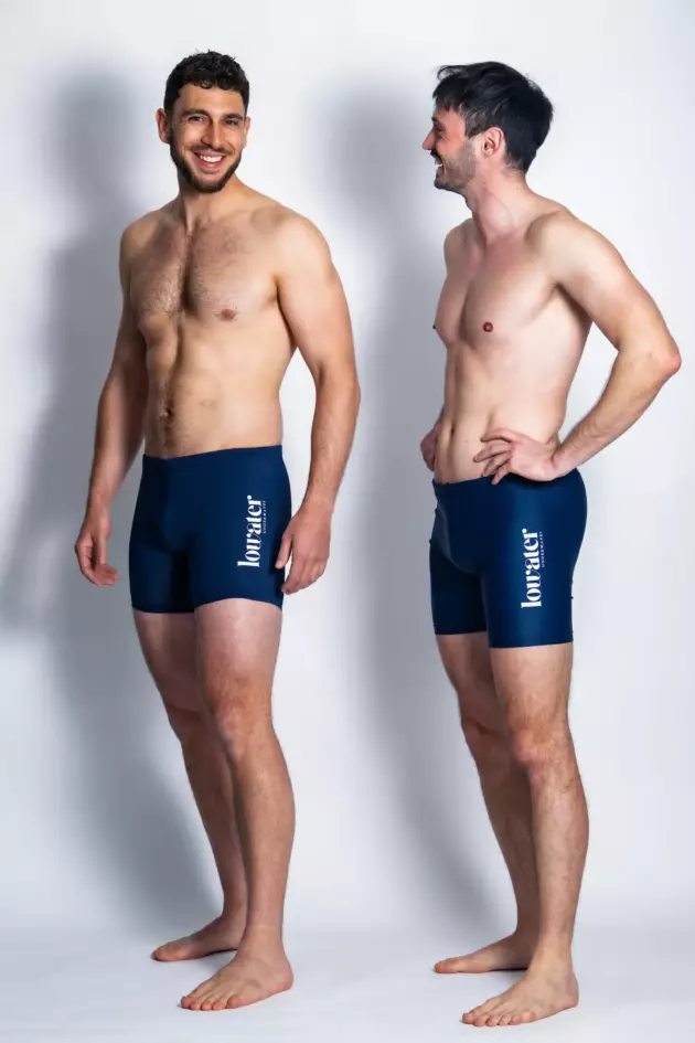 Two men wearing aqua