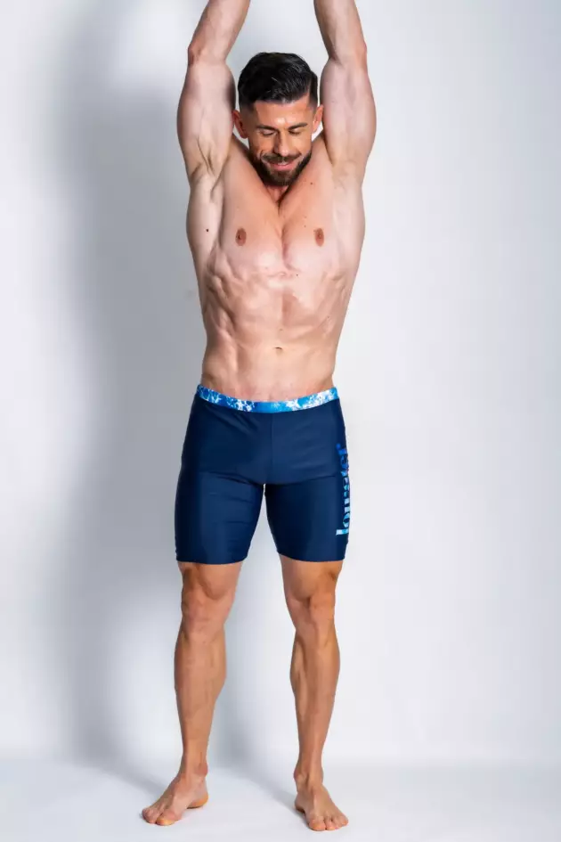 A man wearing blue pacific waves