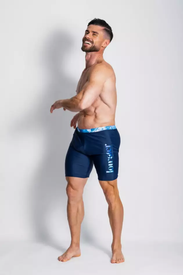 A man wearing blue pacific waves