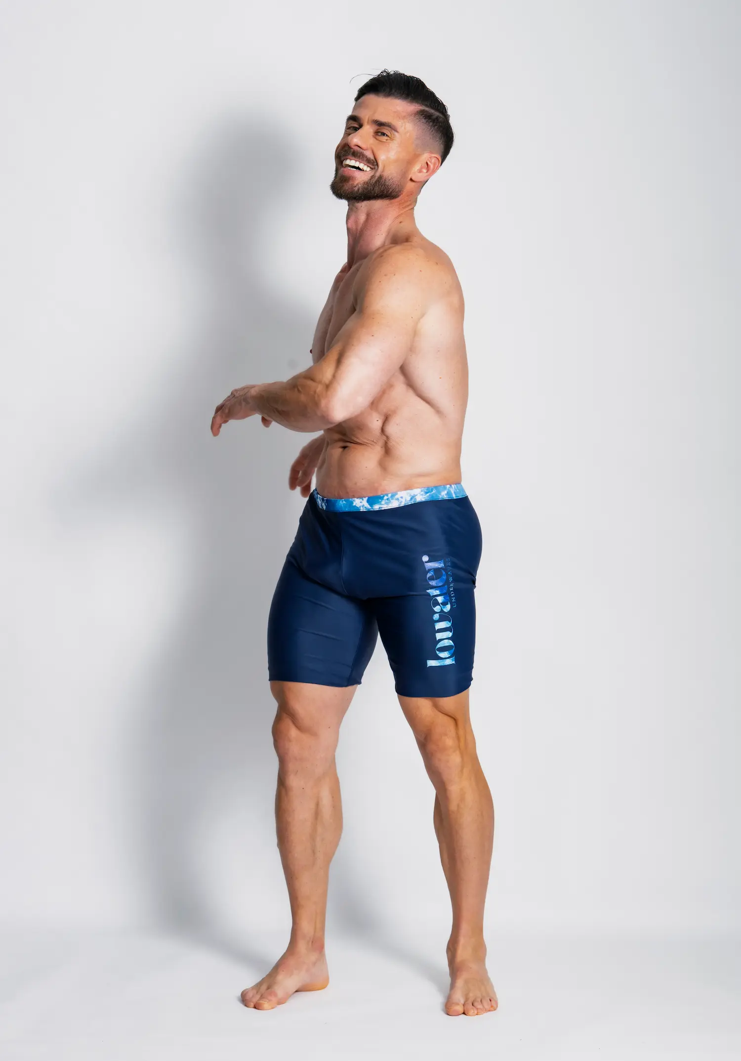 A man wearing blue pacific waves
